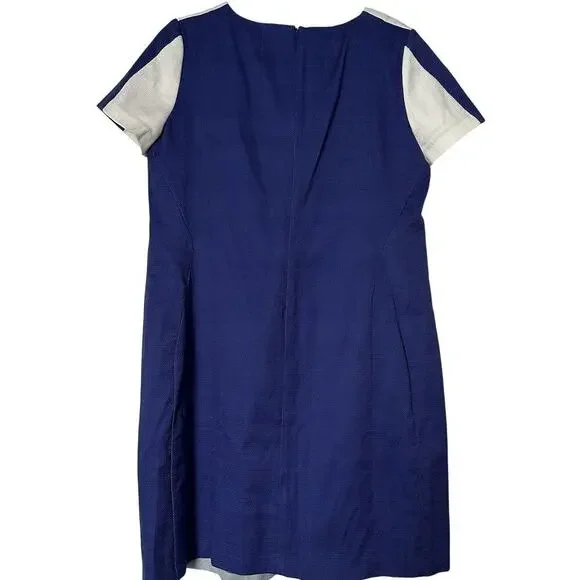 Boden Anthropologie Colorblock Blue Dress Pockets Career Sz 12 Business Stretchy - Picture 8 of 12